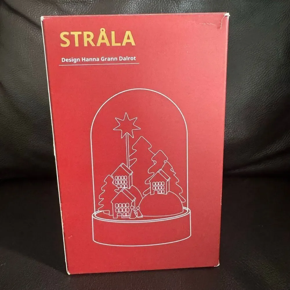 IKEA Strala White LED Snow Globe Dome Village